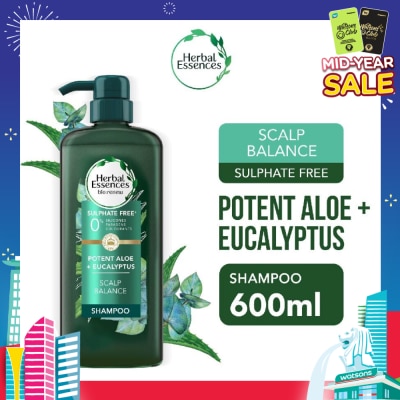 HERBAL ESSENCES Potent Aloe And Eucalyptus Shampoo (Restores Balance To The Scalp And Makes It Soft And Healthy) 600ml
