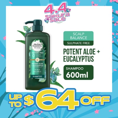 HERBAL ESSENCES - Potent Aloe And Eucalyptus Shampoo (Restores Balance To The Scalp And Makes It Soft And Healthy) 600ml