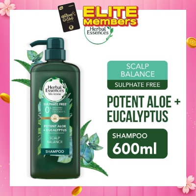 HERBAL ESSENCES Potent Aloe And Eucalyptus Shampoo (Restores Balance To The Scalp And Makes It Soft And Healthy) 600ml