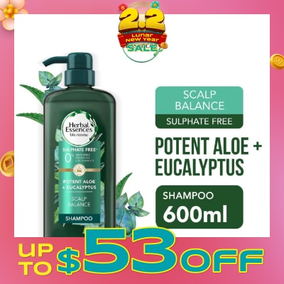 HERBAL ESSENCES Potent Aloe And Eucalyptus Shampoo (Restores Balance To The Scalp And Makes It Soft And Healthy) 600ml