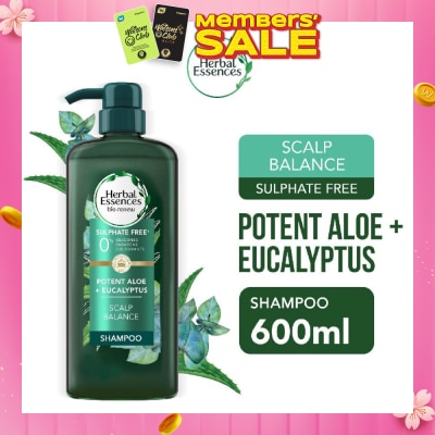 HERBAL ESSENCES Potent Aloe And Eucalyptus Shampoo (Restores Balance To The Scalp And Makes It Soft And Healthy) 600ml