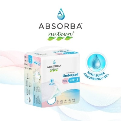 ABSORBA Nateen Soft Underpad (75cm X 75cm) With Sap, Absorbs Leakages, Maintains Dryness And Reduces Odours 10s