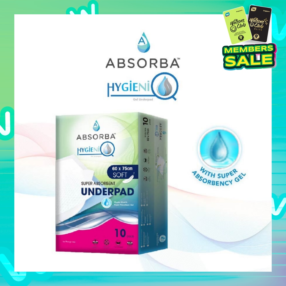 Hygieniq Underpad (60cm X 75cm) With Sap, Absorbs Leakages, Maintains Dryness And Reduces Odours 10s