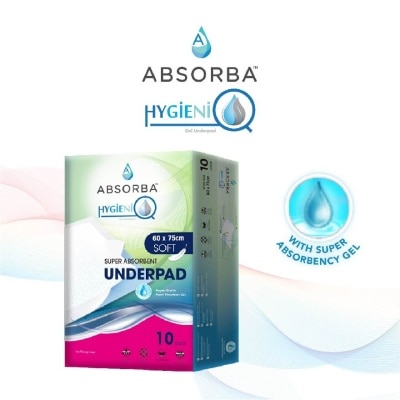 ABSORBA Hygieniq Underpad (60cm X 75cm) With Sap, Absorbs Leakages, Maintains Dryness And Reduces Odours 10s