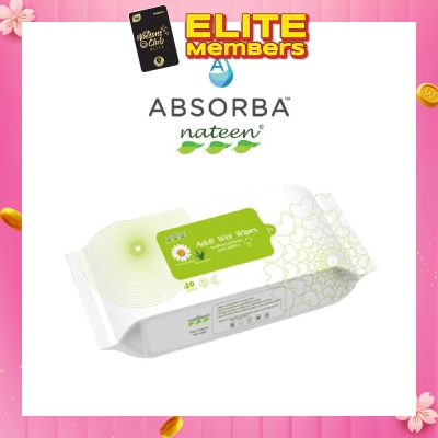 ABSORBA Nateen Adult Wipes With Aloe Vera (Single Lid) 40s