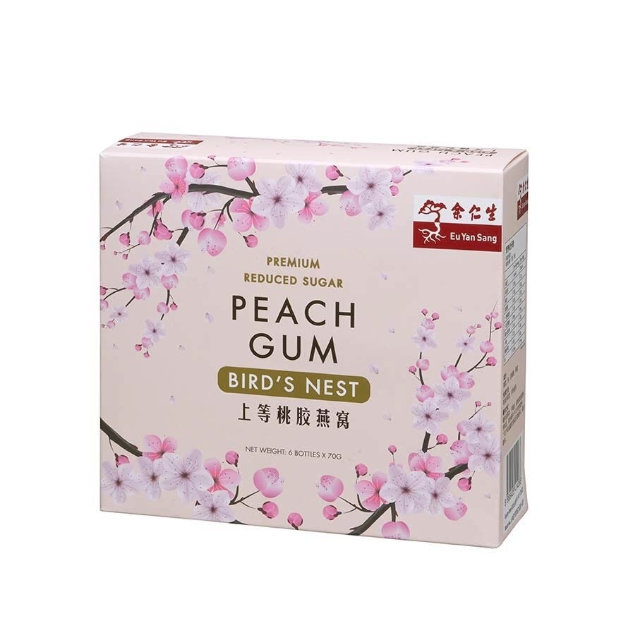 Premium Peach Gum Bird's Nest (Reduced Sugar) 100% Natural for Health Beauty Wellness 70g x 6s