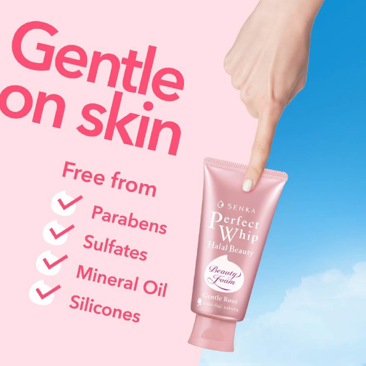 Perfect Whip Halal Beauty Gentle Rose Facial Cleanser (For Brighter And Petal-Soft Bare Skin) 100g