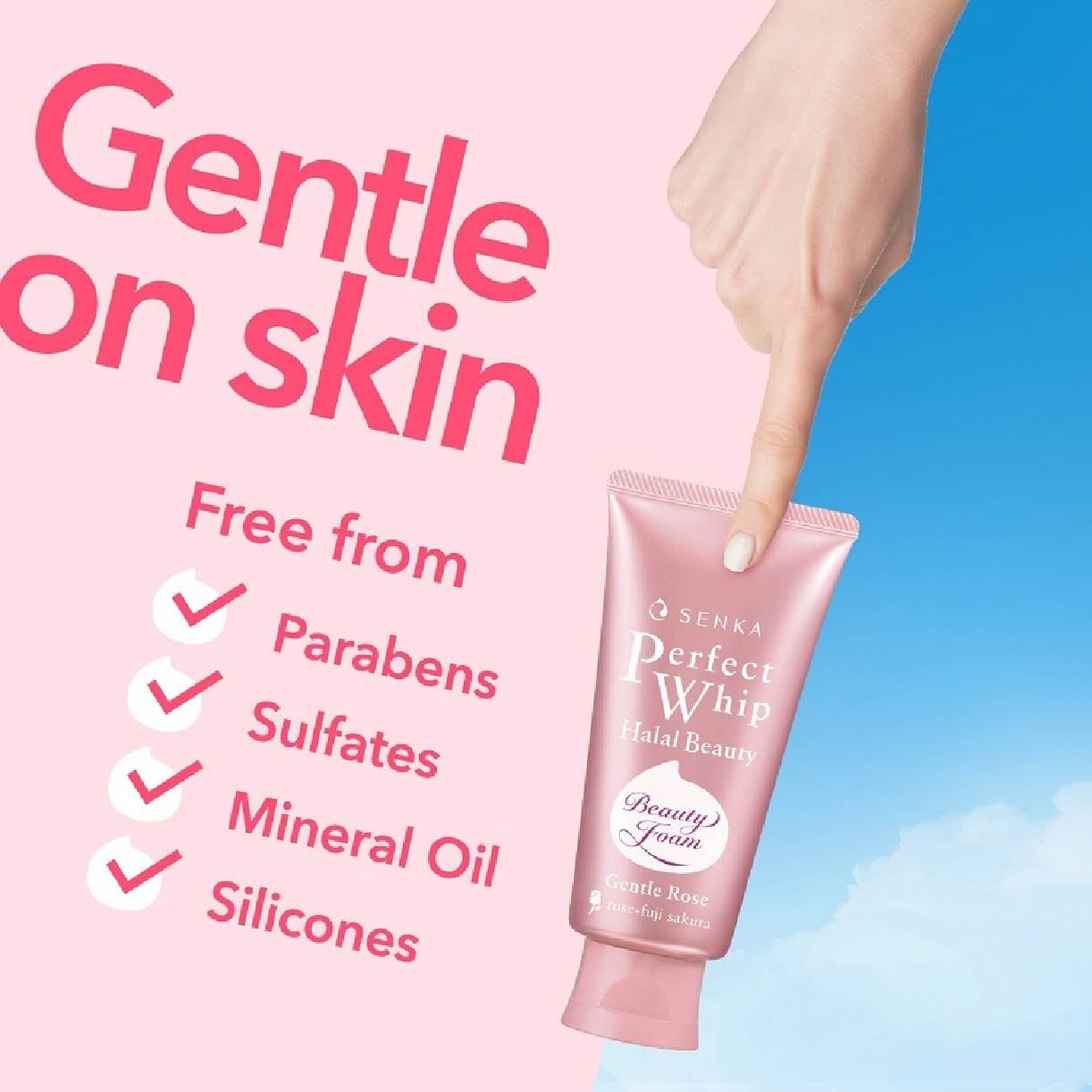 Perfect Whip Halal Beauty Gentle Rose Facial Cleanser (For Brighter And Petal-Soft Bare Skin) 100g