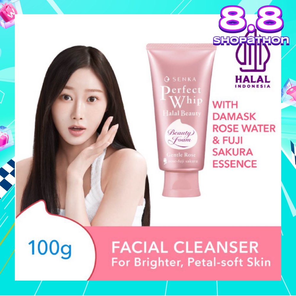 Perfect Whip Halal Beauty Gentle Rose Facial Cleanser (For Brighter And Petal-Soft Bare Skin) 100g