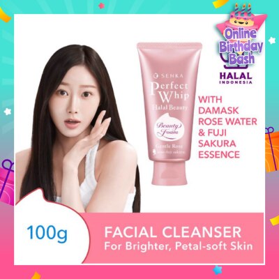 SENKA Perfect Whip Halal Beauty Gentle Rose Facial Cleanser (For Brighter And Petal-Soft Bare Skin) 100g