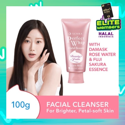 SENKA Perfect Whip Halal Beauty Gentle Rose Facial Cleanser (For Brighter And Petal-Soft Bare Skin) 100g