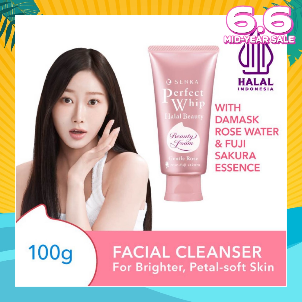 Perfect Whip Halal Beauty Gentle Rose Facial Cleanser (For Brighter And Petal-Soft Bare Skin) 100g