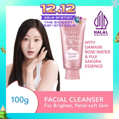 SENKA Perfect Whip Halal Beauty Gentle Rose Facial Cleanser (For Brighter And Petal-Soft Bare Skin) 100g