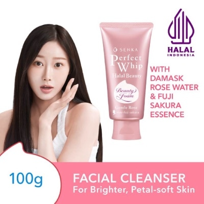 SENKA Perfect Whip Halal Beauty Gentle Rose Facial Cleanser (For Brighter And Petal-Soft Bare Skin) 100g