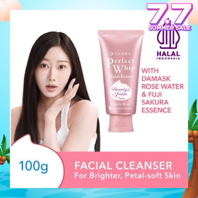SENKA Perfect Whip Halal Beauty Gentle Rose Facial Cleanser (For Brighter And Petal-Soft Bare Skin) 100g