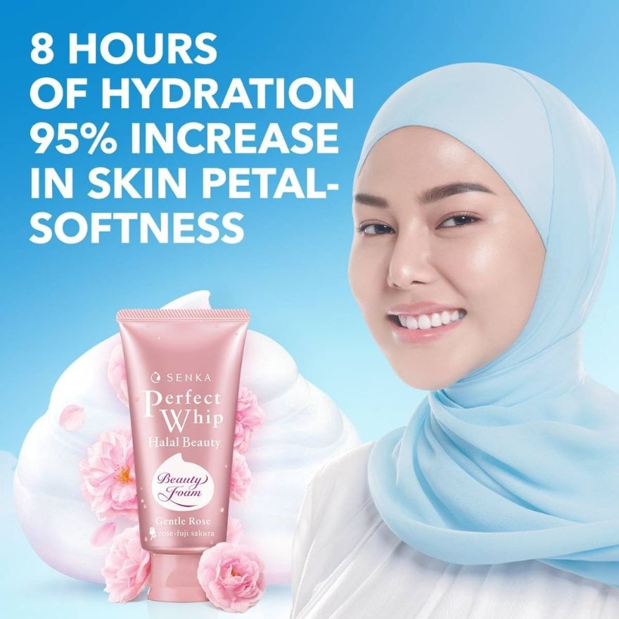 Perfect Whip Halal Beauty Gentle Rose Facial Cleanser (For Brighter And Petal-Soft Bare Skin) 100g