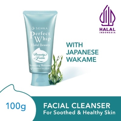 SENKA Perfect Whip Halal Beauty Soothing Wakame Facial Cleanser (Calm And Soothe Stressed Skin For A Healthy Bare Skin) 100g