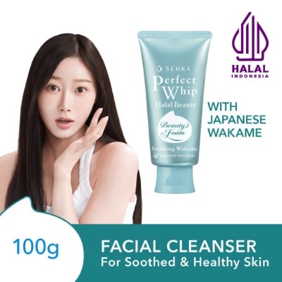 SENKA Perfect Whip Halal Beauty Soothing Wakame Facial Cleanser (Calm And Soothe Stressed Skin For A Healthy Bare Skin) 100g