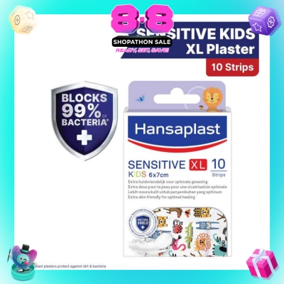 HANSAPLAST - Sensitive Kids XL 6cm x 7cm Plasters (Extra Skin Friendly For Optimal Healing. Suitable For Protecting Minor Medium To Larger Wounds, Block 99% Of Dirt And Bacteria) 10s