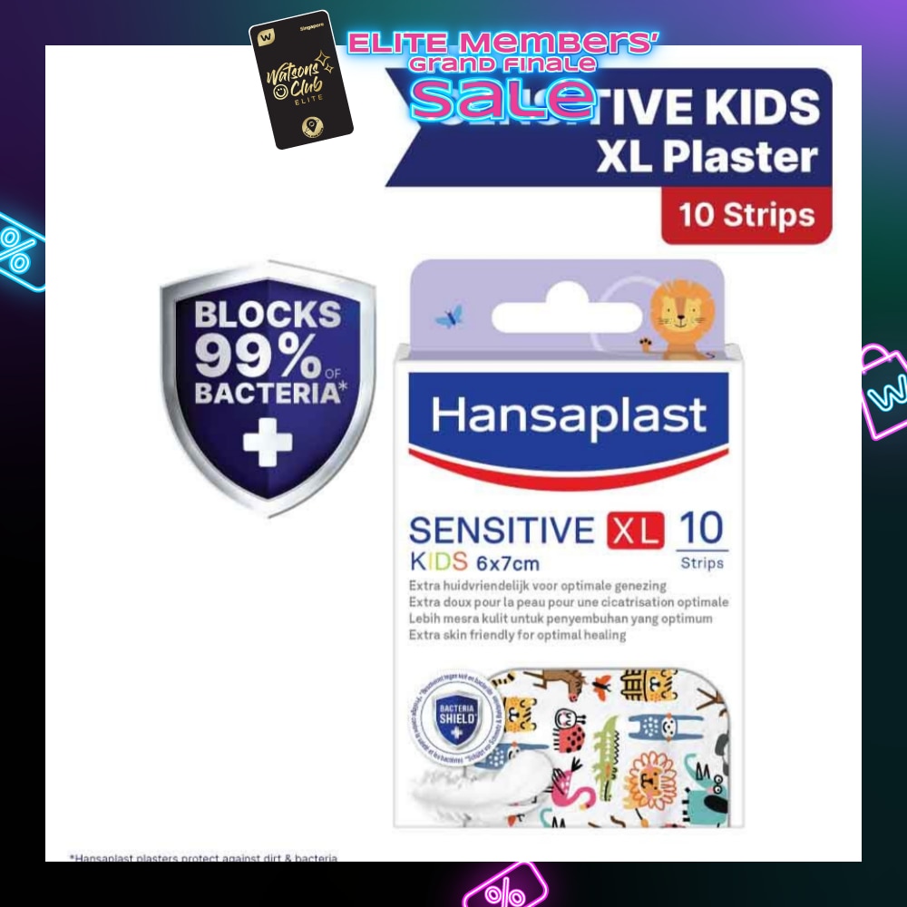 Sensitive Kids XL 6cm x 7cm Plasters (Extra Skin Friendly For Optimal Healing. Suitable For Protecting Minor Medium To Larger Wounds, Block 99% Of Dirt And Bacteria) 10s