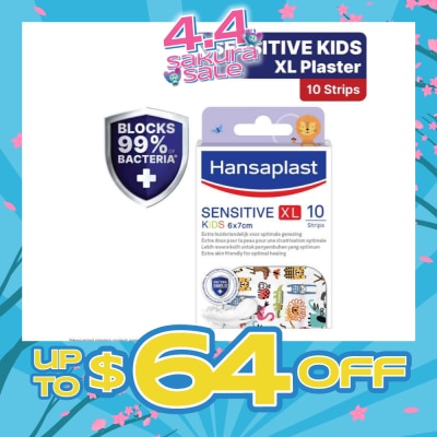 HANSAPLAST - Sensitive Kids XL 6cm x 7cm Plasters (Extra Skin Friendly For Optimal Healing. Suitable For Protecting Minor Medium To Larger Wounds, Block 99% Of Dirt And Bacteria) 10s