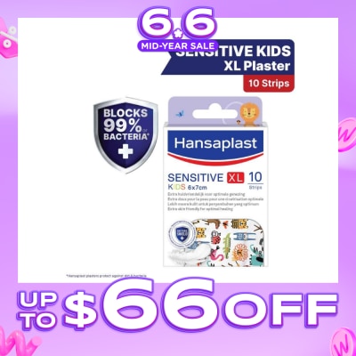 HANSAPLAST - Sensitive Kids XL 6cm x 7cm Plasters (Extra Skin Friendly For Optimal Healing. Suitable For Protecting Minor Medium To Larger Wounds, Block 99% Of Dirt And Bacteria) 10s