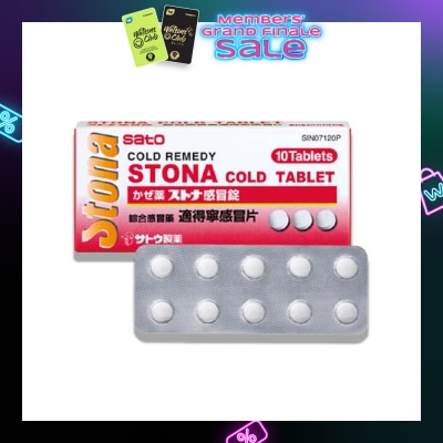 SATO Stona Cold Tablets (Relief Of Headache, Minor Muscular Aches, Pains And Fever Due To Cold Or Flu) 10s