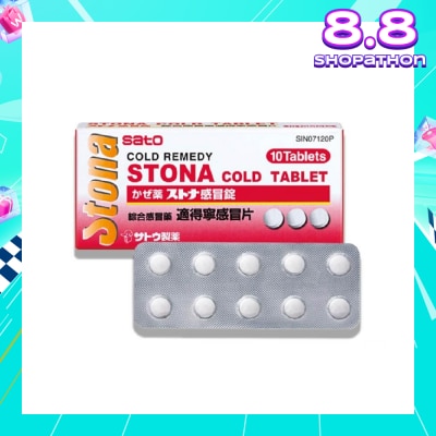 SATO Stona Cold Tablets (Relief Of Headache, Minor Muscular Aches, Pains And Fever Due To Cold Or Flu) 10s