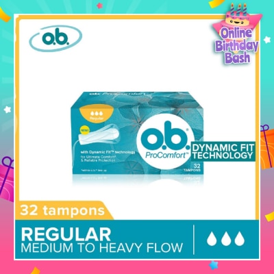 O.B Procomfort Super Tampons Silktouch With Dynamicfit Technology (For Average Flow Days + Environmental-Friendly + No Additional Applicator) 32s