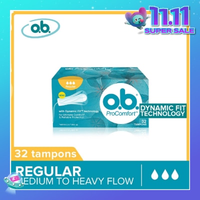O.B Procomfort Super Tampons Silktouch With Dynamicfit Technology (For Average Flow Days + Environmental-Friendly + No Additional Applicator) 32s