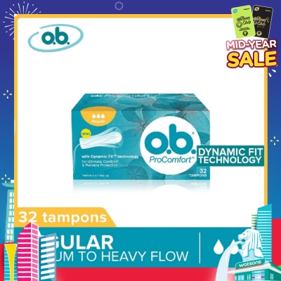O.B Procomfort Super Tampons Silktouch With Dynamicfit Technology (For Average Flow Days + Environmental-Friendly + No Additional Applicator) 32s