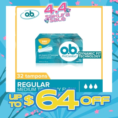 O.B - Procomfort Super Tampons Silktouch With Dynamicfit Technology (For Average Flow Days + Environmental-Friendly + No Additional Applicator) 32s