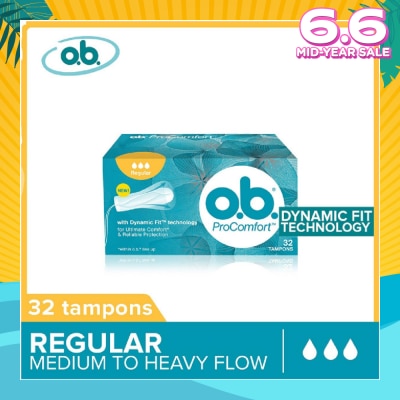 O.B Procomfort Super Tampons Silktouch With Dynamicfit Technology (For Average Flow Days + Environmental-Friendly + No Additional Applicator) 32s