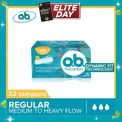 O.B Procomfort Super Tampons Silktouch With Dynamicfit Technology (For Average Flow Days + Environmental Friendly + No Additional Applicator) 32s image
