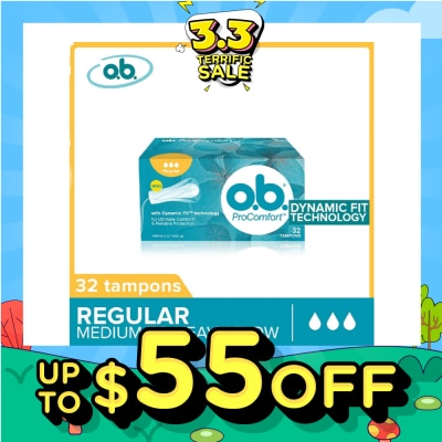 O.B Procomfort Super Tampons Silktouch With Dynamicfit Technology (For Average Flow Days + Environmental-Friendly + No Additional Applicator) 32s