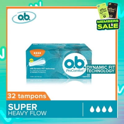 O.B Procomfort Tampons Super (For Heavy Flow Days Environmental-Friendly With No Additional Applicator) 32s