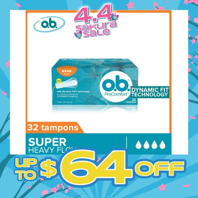 O.B - Procomfort Tampons Super (For Heavy Flow Days Environmental-Friendly With No Additional Applicator) 32s