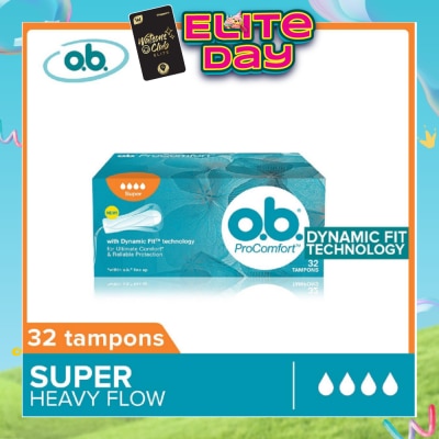O.B - Procomfort Tampons Super (For Heavy Flow Days Environmental-Friendly With No Additional Applicator) 32s
