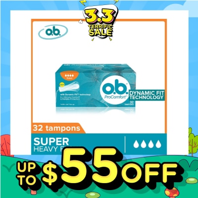 O.B Procomfort Tampons Super (For Heavy Flow Days Environmental-Friendly With No Additional Applicator) 32s
