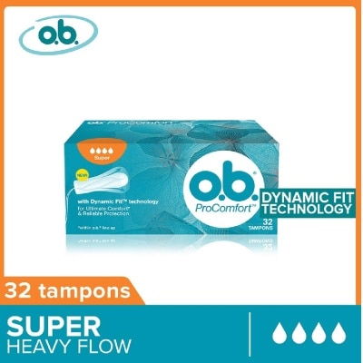 O.B Procomfort Tampons Super (For Heavy Flow Days Environmental-Friendly With No Additional Applicator) 32s