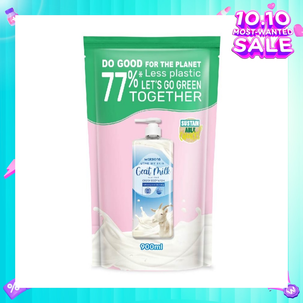 Goat Milk Scented Cream Body Wash Refill Pack (Softening & Moisturising, Dermatologically Tested) 900ml