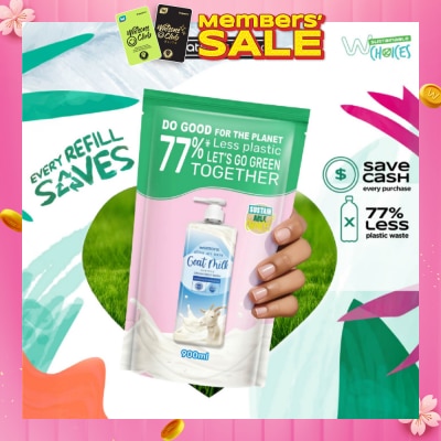 WATSONS Goat Milk Scented Cream Body Wash Refill Pack (Softening & Moisturising, Dermatologically Tested) 900ml