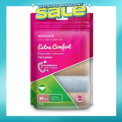 WATSONS - Extra Comfort Disposable Underwear for Ladies Size M (Cotton, Dermatologically Tested) 5s