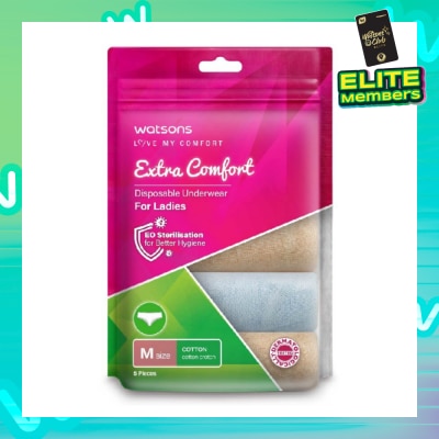 WATSONS Extra Comfort Disposable Underwear for Ladies Size M (Cotton, Dermatologically Tested) 5s