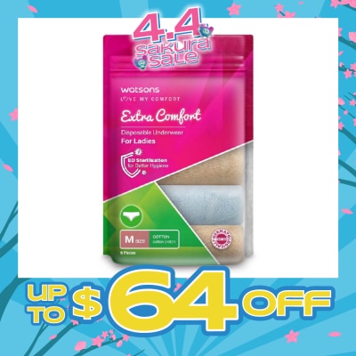WATSONS - Extra Comfort Disposable Underwear for Ladies Size M (Cotton, Dermatologically Tested) 5s