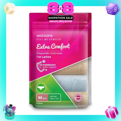 WATSONS - Extra Comfort Disposable Underwear for Ladies Size M (Cotton, Dermatologically Tested) 5s