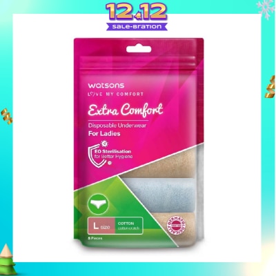 WATSONS Extra Comfort Disposable Underwear for Ladies Size L (Cotton, Dermatologically Tested) 5s