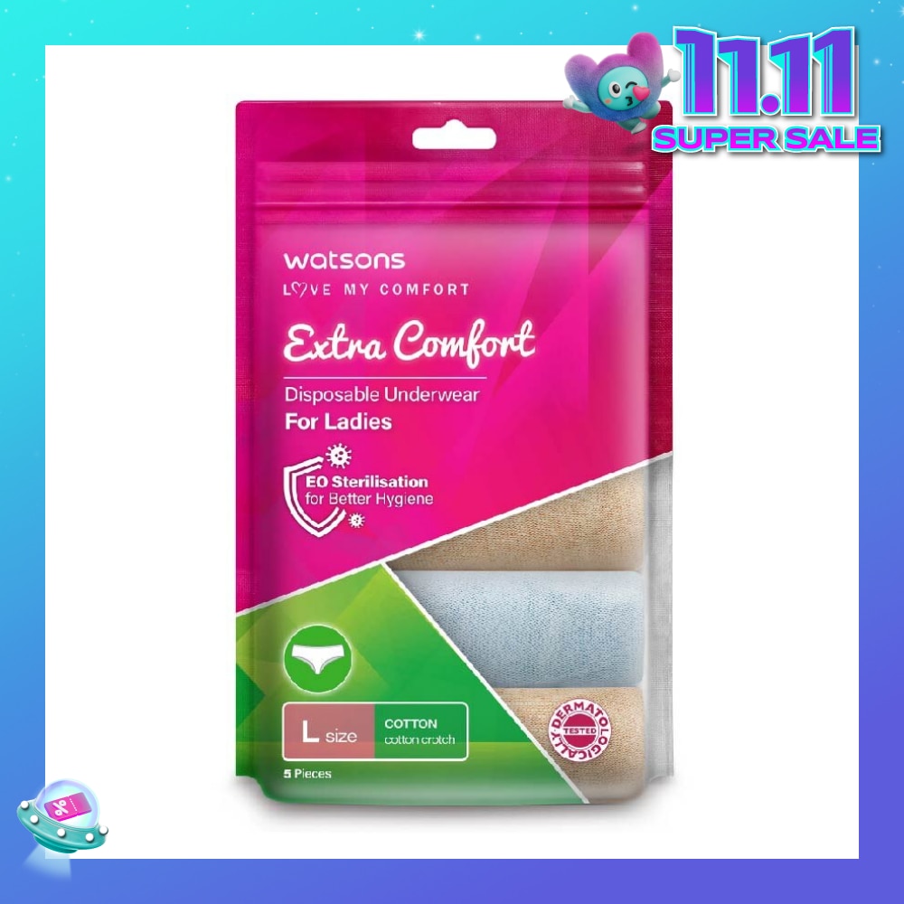 Extra Comfort Disposable Underwear for Ladies Size L (Cotton, Dermatologically Tested) 5s