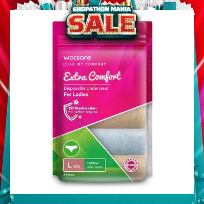 WATSONS - Extra Comfort Disposable Underwear for Ladies Size L (Cotton, Dermatologically Tested) 5s