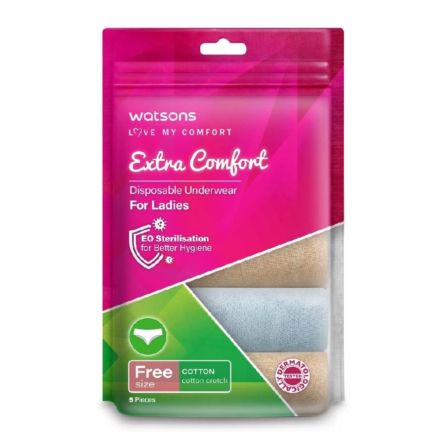 Extra Comfort Disposable Underwear for Ladies Free Size (Cotton, Dermatologically Tested) 5s